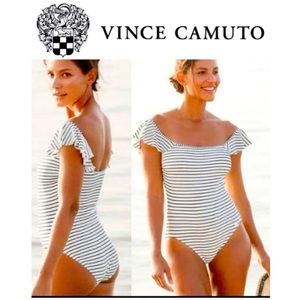 Vince Camuto blossom stripes one piece swimsuit